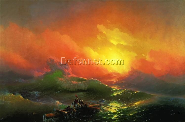 Handcrafted Marine Oil Art – 1850’s The Ninth Wave by Ivan Aivazovsky, Custom Wall Décor