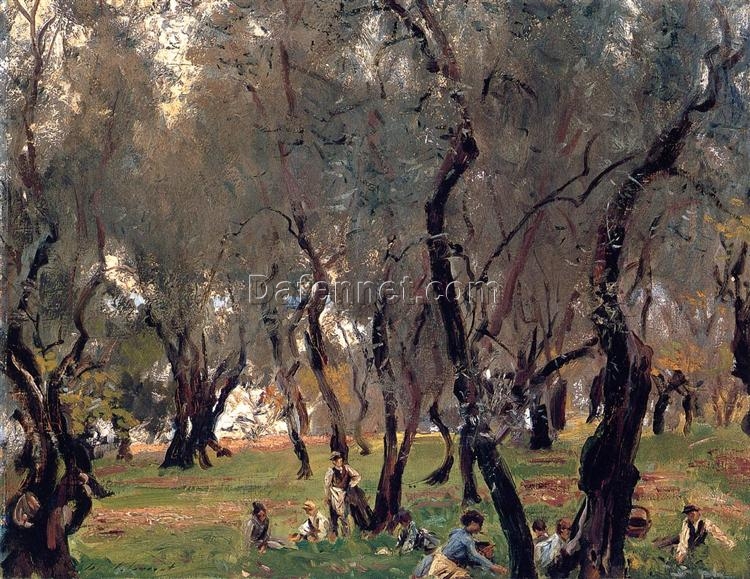 John Singer Sargent Oil Painting – The Olive Grove, c. 1908, Impressionist Landscape