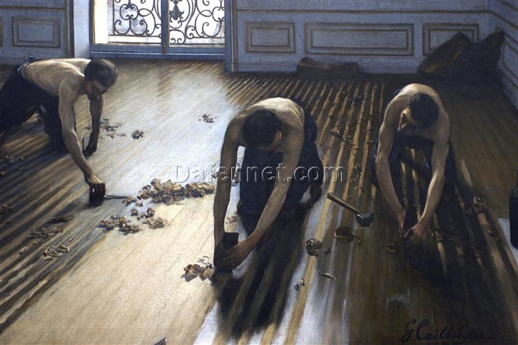 Gustave Caillebotte’s ‘The Parquet Planers’ (1875) – Exquisite Oil Reproduction of Impressionist Genre Painting