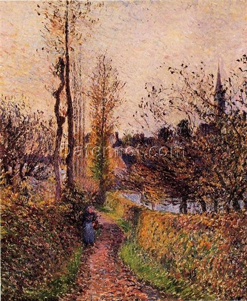 Camille Pissarro “The Path of Basincourt” (1884) – Captivating Rural Landscape Oil Painting