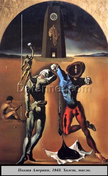 The Poetry of America (Unfinished)” – Surrealist Allegorical Oil Painting Inspired by Salvador Dali (1943)