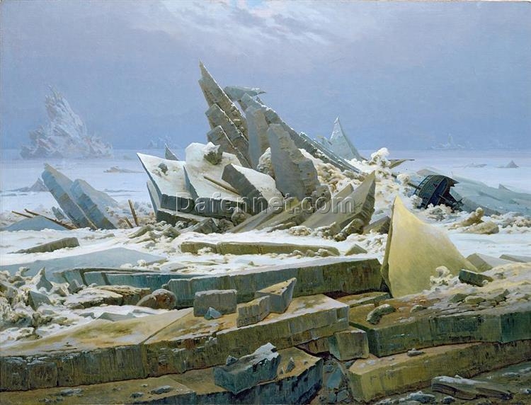 Romantic Landscape Oil Painting The Sea of Ice by Caspar David Friedrich (1823-1824) – Majestic Arctic Scene for Home and Office Decor