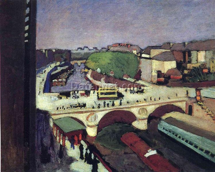 Custom Oil Painting Inspired by Henri Matisse – ‘The Pont Saint-Michel’ (1900) – Post-Impressionist Cityscape on Canvas