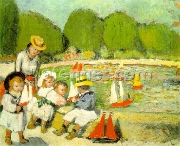 Oil Painting Inspired by Picasso’s Early Years – ‘The Pool of Tuileries’ (1901) Genre Art on Cardboard