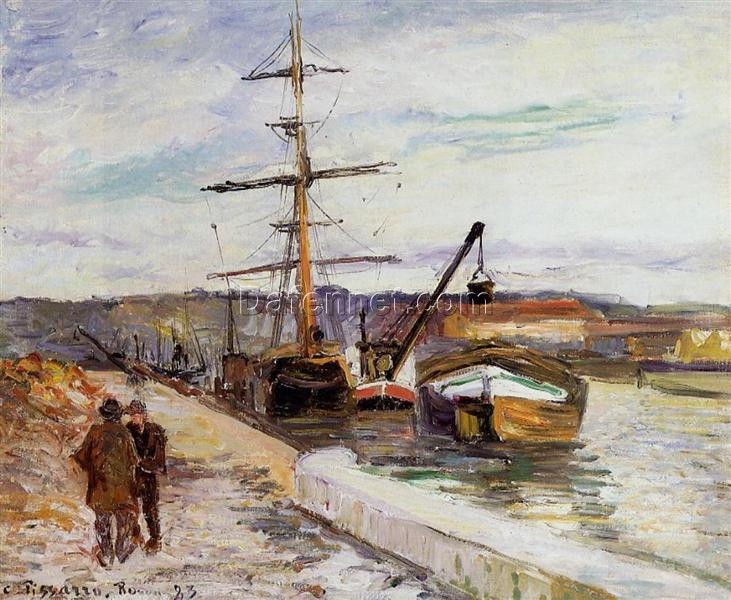 The Port of Rouen” (1883) – Urban Impressionist Art by Camille Pissarro