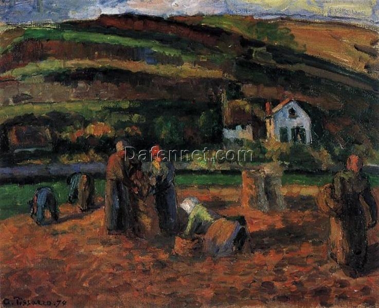 The Potato Harvest” – 1874 Impressionist Painting by Camille Pissarro