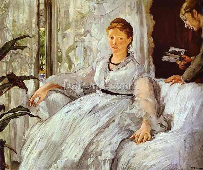 The Reading – Inspired by Edouard Manet (1869) Impressionist Genre Painting on Canvas