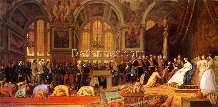 The Reception of Siamese Ambassadors by Emperor Napoleon III (1861) by Jean-Léon Gérôme | Orientalism History Painting