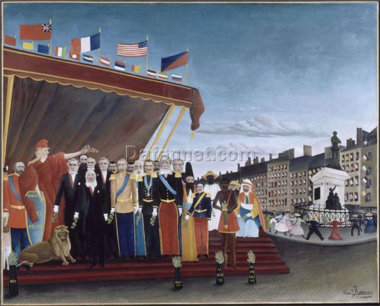 Hand-painted Henri Rousseau The Representatives of Foreign Powers – 1907 Naïve Art Oil Painting | Canvas Reproduction of Peace and Diplomacy