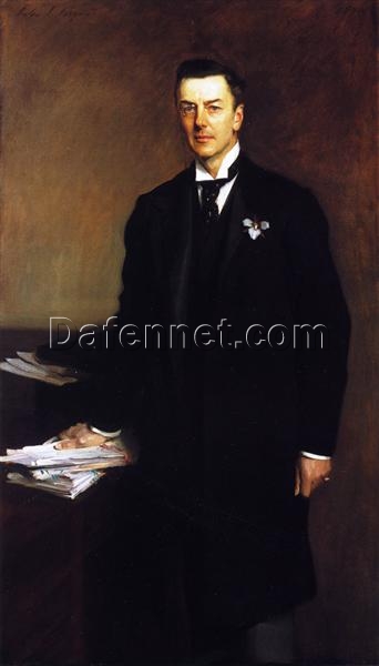 John Singer Sargent Portrait of The Right Honourable Joseph Chamberlain – 1896 Realist Oil Painting on Canvas