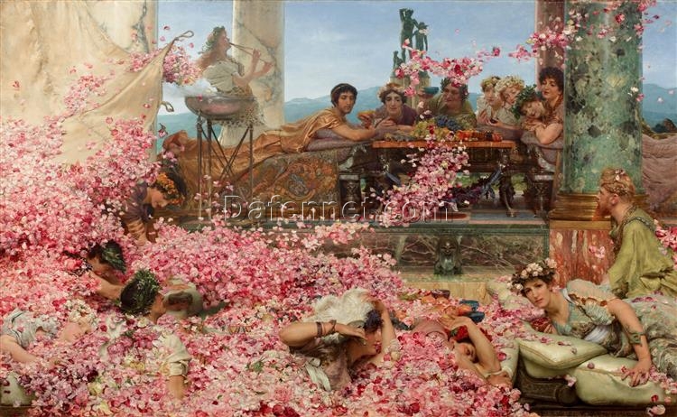 Sir Lawrence Alma-Tadema Oil Painting – The Roses of Heliogabalus (1888), Romantic Genre Art