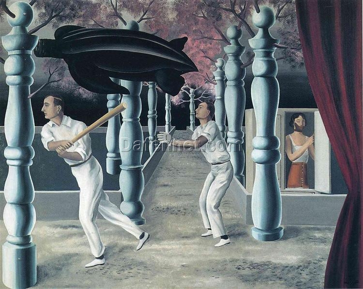 The Secret Player Inspired by René Magritte – 1927 Surrealist Symbolic Oil Painting, Canvas (195×152 cm)