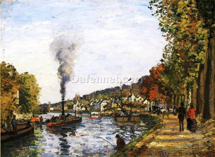 The Seine at Marly” by Camille Pissarro – 1871 Oil on Canvas Landscape Artwork