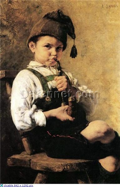 Realism Portrait: The Smoker by Georgios Jakobides – Oil Reproduction on Canvas