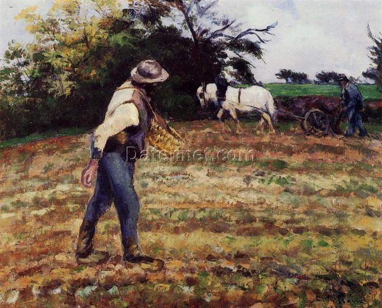 The Sower” (1875) by Camille Pissarro – Rural Landscape Impressionist Oil Painting