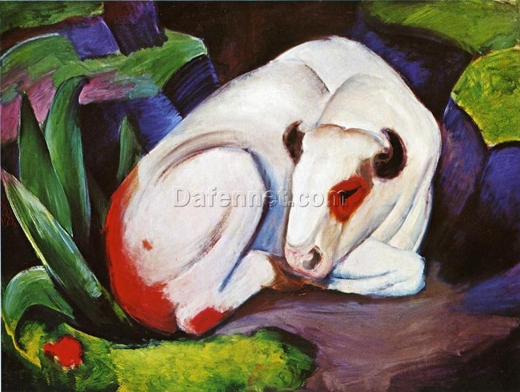 Hand-Painted Franz Marc ‘The Steer (The Bull)’ Oil Painting – Expressionist Animal Art on Canvas from Dafen Village Studio