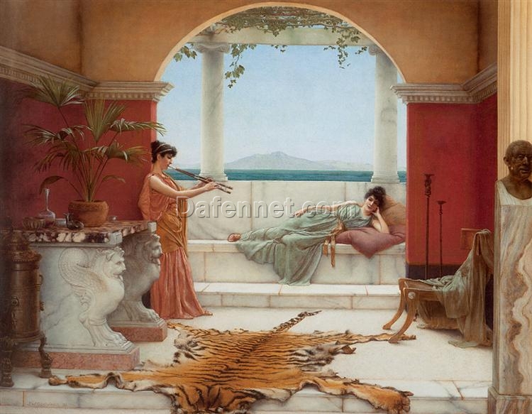 The Sweet Siesta of a Summer Day by John William Godward | 1891 Neoclassical Oil Painting