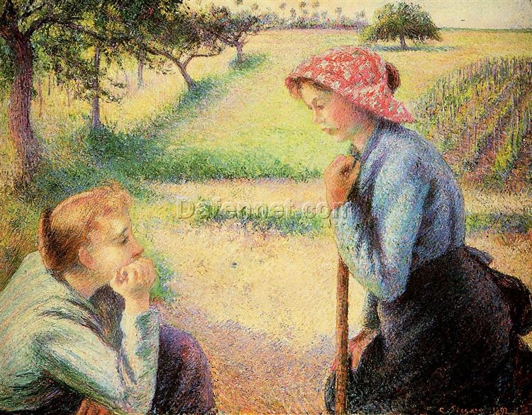 The Talk” by Camille Pissarro (1892) – Impressionist Depiction of Rural Life