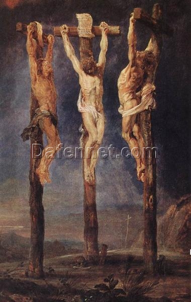 The Three Crosses” by Peter Paul Rubens – Religious Baroque Masterpiece Reproduction