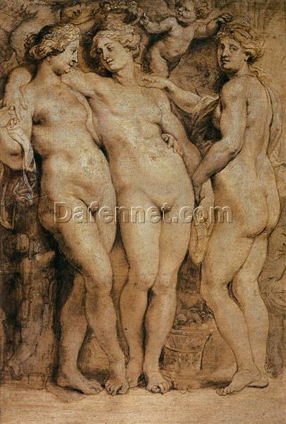 The Three Graces” by Peter Paul Rubens – Baroque Oil Reproduction on Wood