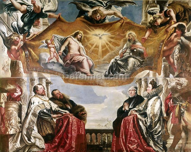 Peter Paul Rubens’ The Trinity Adored by the Duke of Mantua – Baroque Religious Artwork Reproduction – High-Quality Oil Painting