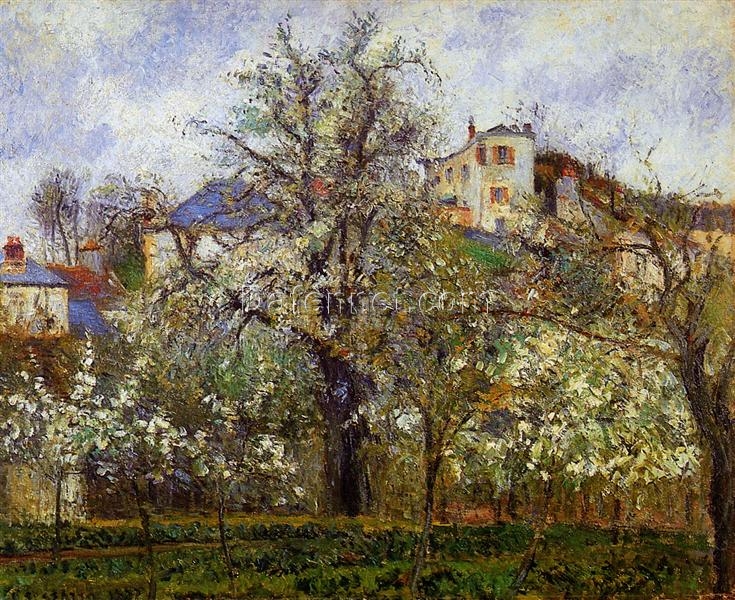 The Vegetable Garden with Trees in Blossom, Spring, Pontoise” by Camille Pissarro – 1877 Impressionist Landscape