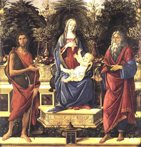 The Virgin and Child Enthroned by Sandro Botticelli – Early Renaissance Religious Painting