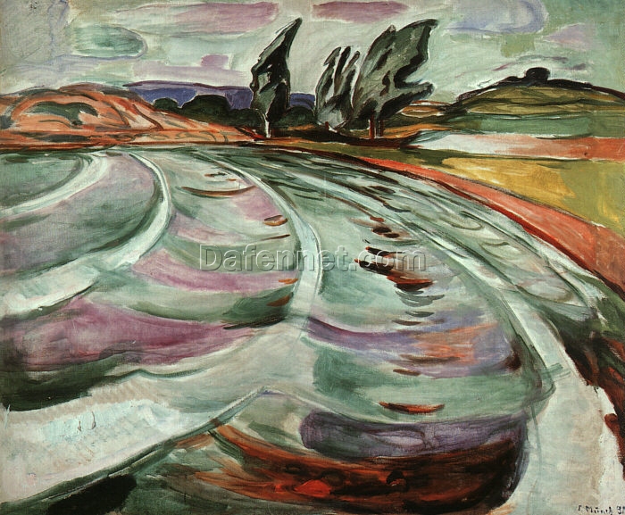 The Wave by Edvard Munch – 1921 Expressionist Ocean Landscape Oil Painting