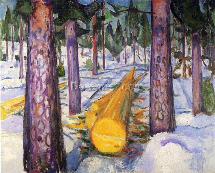 The Yellow Log by Edvard Munch – 1912 Expressionist Landscape Oil Painting