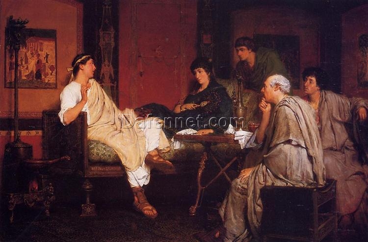 Sir Lawrence Alma-Tadema Oil Painting – Tibullius at Delia’s (1866), Romantic History Art