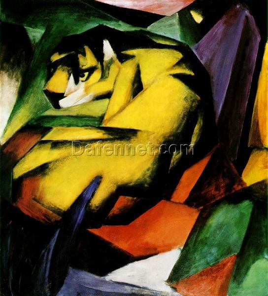 Cubist Franz Marc ‘Tiger’ Oil Painting – Wildlife Art Canvas, High-Quality Reproduction from Dafen Village Studio