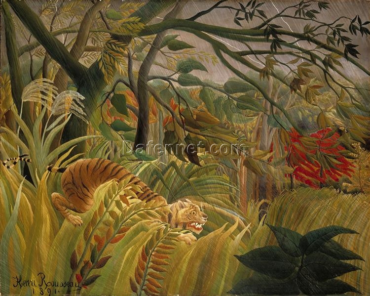 Henri Rousseau “Tiger in a Tropical Storm (Surprised!)” Oil Painting Reproduction – Wildlife Art on Canvas