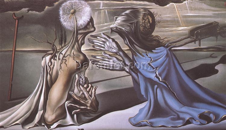 Tristan and Isolde” – Surrealist Literary Oil Painting Inspired by Salvador Dali (1944)