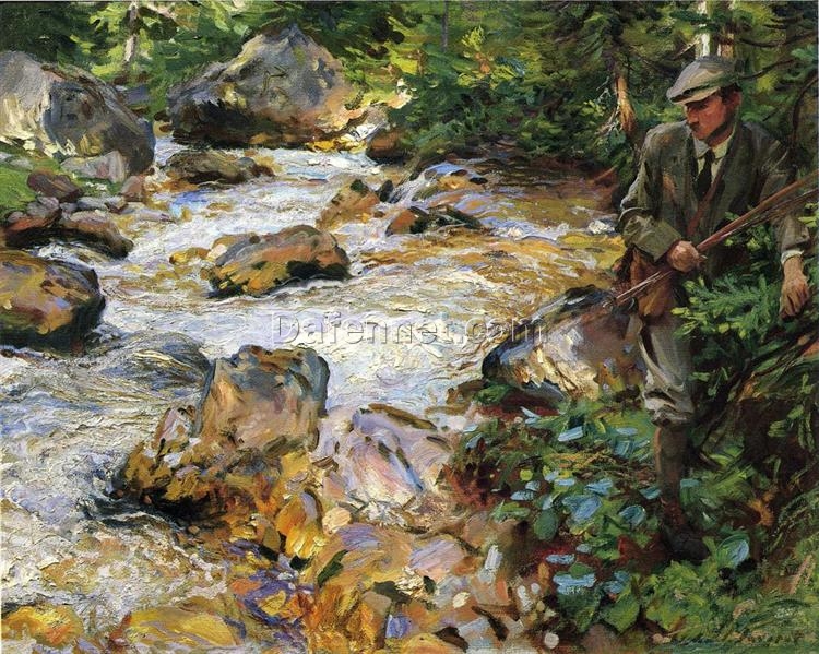 John Singer Sargent Oil Painting – Trout Stream in the Tyrol, 1914, Impressionism Landscape