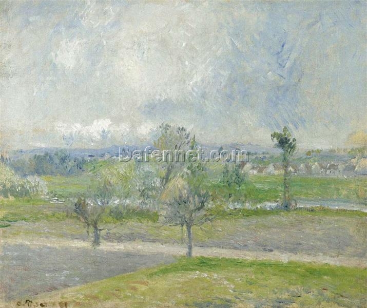 Valhermeil near Oise, Rain Effect” – Camille Pissarro 1881 | Captivating French Impressionist Landscape