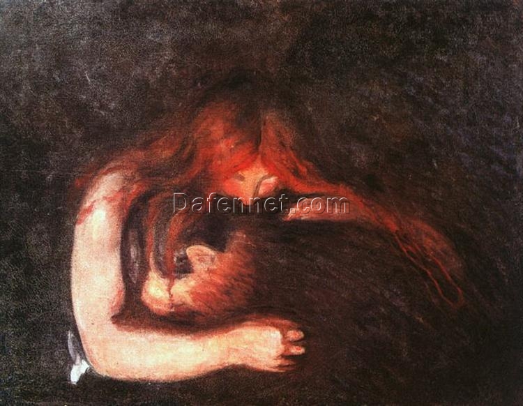 Vampire by Edvard Munch – 1895 Expressionist Oil Painting, Mythological Theme