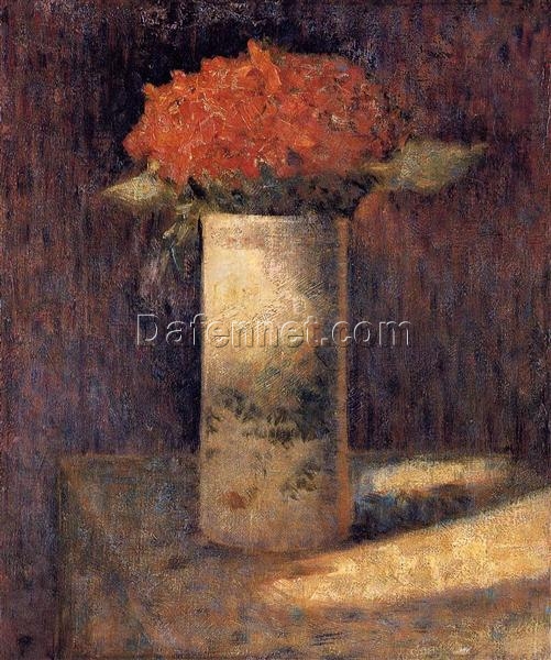 Vase of Flowers by Georges Seurat – Impressionist Still Life Oil Painting