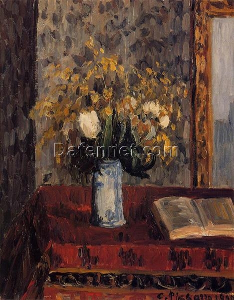 Vase of Tulips and Garnets” by Camille Pissarro – 1900 Floral Oil Painting