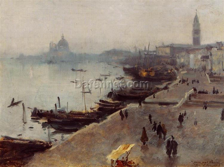 Oil Painting Inspired by John Singer Sargent’s Venice in Grey Weather – Impressionist Cityscape on Canvas