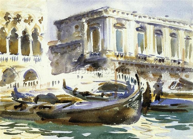 John Singer Sargent ‘Venice. The Prison’ Impressionist Cityscape – Fine Art Oil Painting Reproduction on Canvas