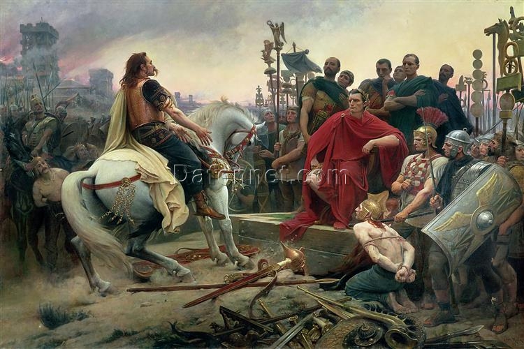 Historical Oil Painting Reproduction – Vercingetorix Throws Down His Arms at the Feet of Julius Caesar by Lionel Noel Royer