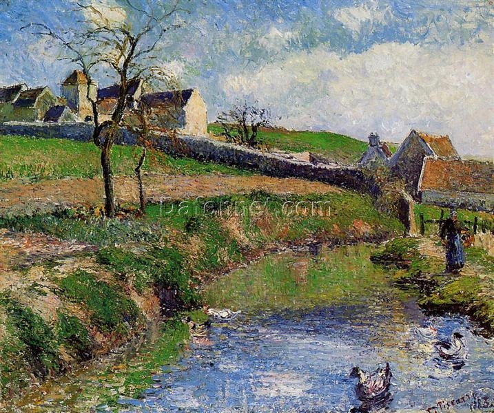 Osny Farm Scene” – 1883 Oil Painting by Camille Pissarro