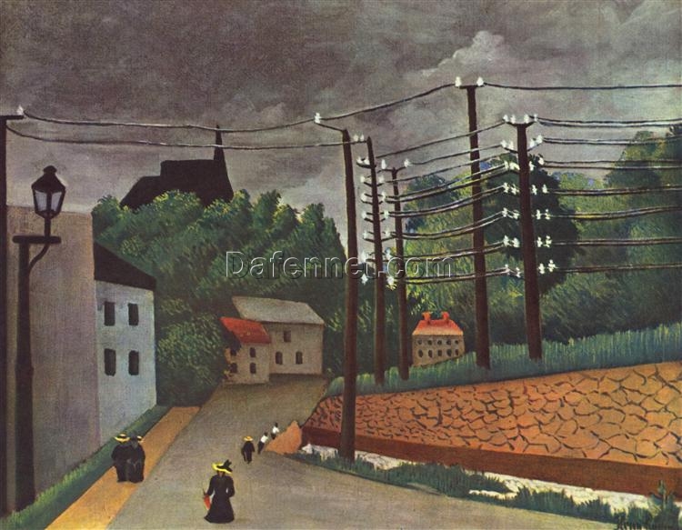 Hand-painted Henri Rousseau View of Malakoff – 1903 Naïve Art Cityscape Oil Painting | Canvas Reproduction