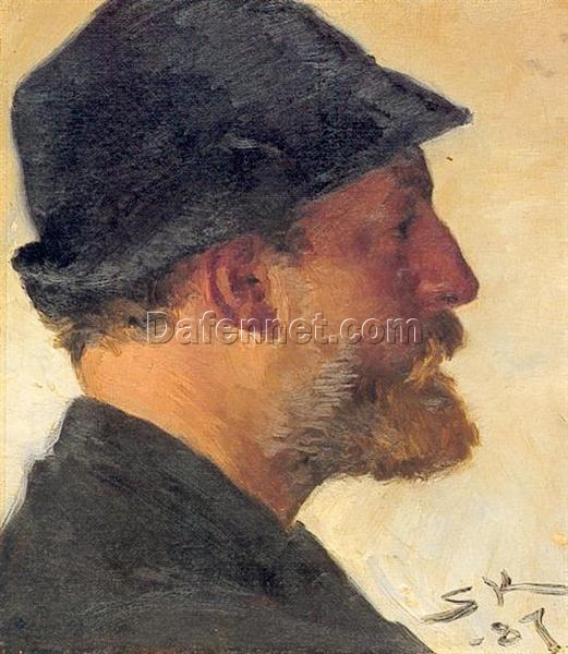 Viggo Johansen by Peder Severin Kroyer – 1887 Impressionist Portrait Painting Reproduction