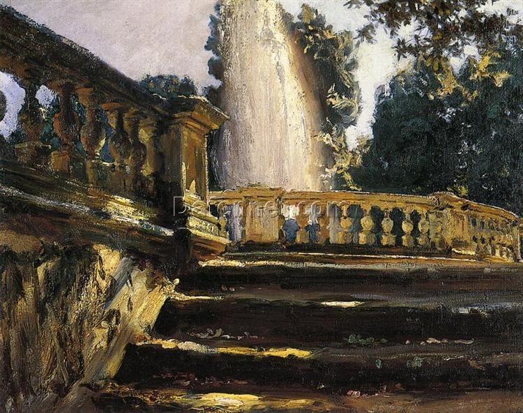 John Singer Sargent Oil Painting – Villa Torlonia Fountain, 1907, Impressionist Landscape