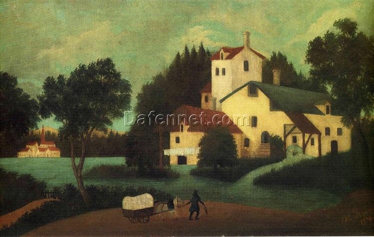 Henri Rousseau “Wagon in Front of the Mill” Oil Painting Reproduction – Naïve Art Cityscape on Canvas