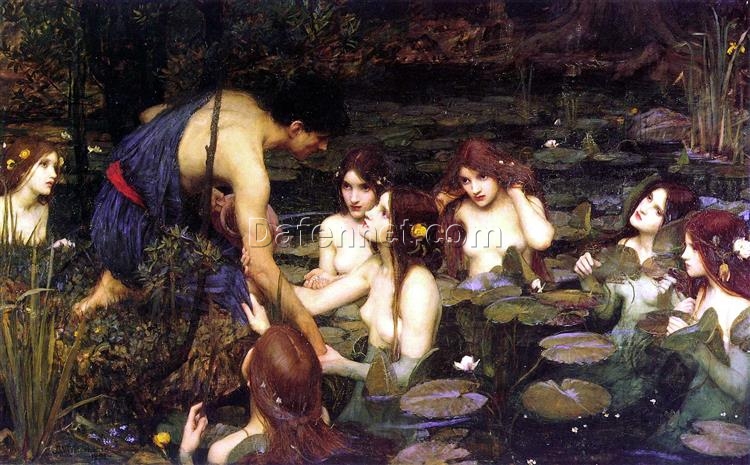 John William Waterhouse’s ‘Hylas and the Nymphs’ (1896) – Exquisite Oil Reproduction of Romantic Mythological Art