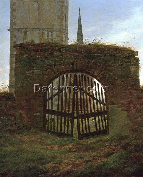 Romantic Landscape Oil Painting ‘Churchyard Gate’ – Caspar David Friedrich 1826-1827 Inspired Canvas Art