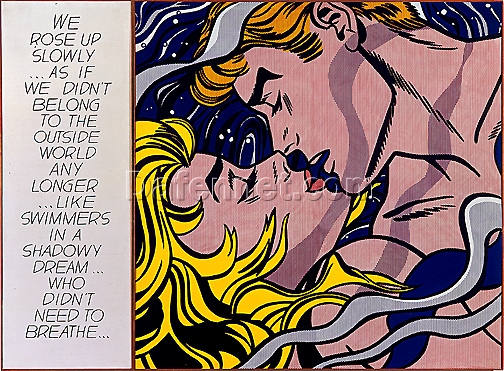 Roy Lichtenstein ‘We Rose Up Slowly’ Pop Art Magna & Oil Painting – Customizable Canvas Art