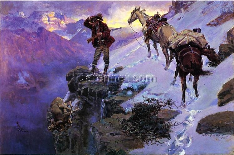 Custom Oil Painting of Charles M. Russell’s ‘Meat’s Not Meat Till It’s in the Pan’ – Western Romanticism Artwork